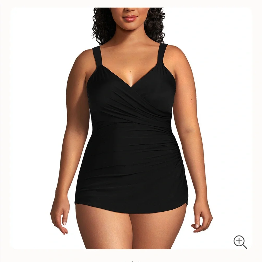 Lands End Women Plus Size SlenderSuit Tummy Control 22w Skirt One Piece Swimsuit - Picture 4 of 12